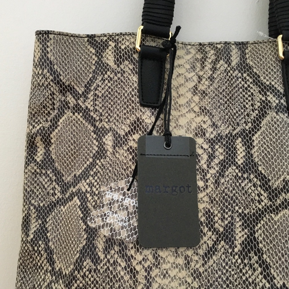 Margot Snakeskin Leather Tote Shoulder Bag - Picture 4 of 6